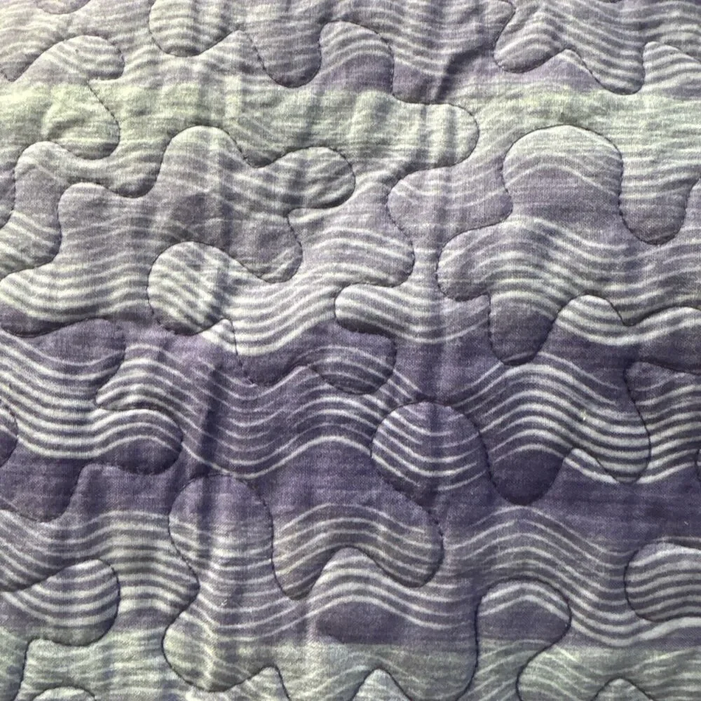 Vtg 2001 Handmade Patchwork Purple Quilt Quilted celebrating Names Poudre 68x45”